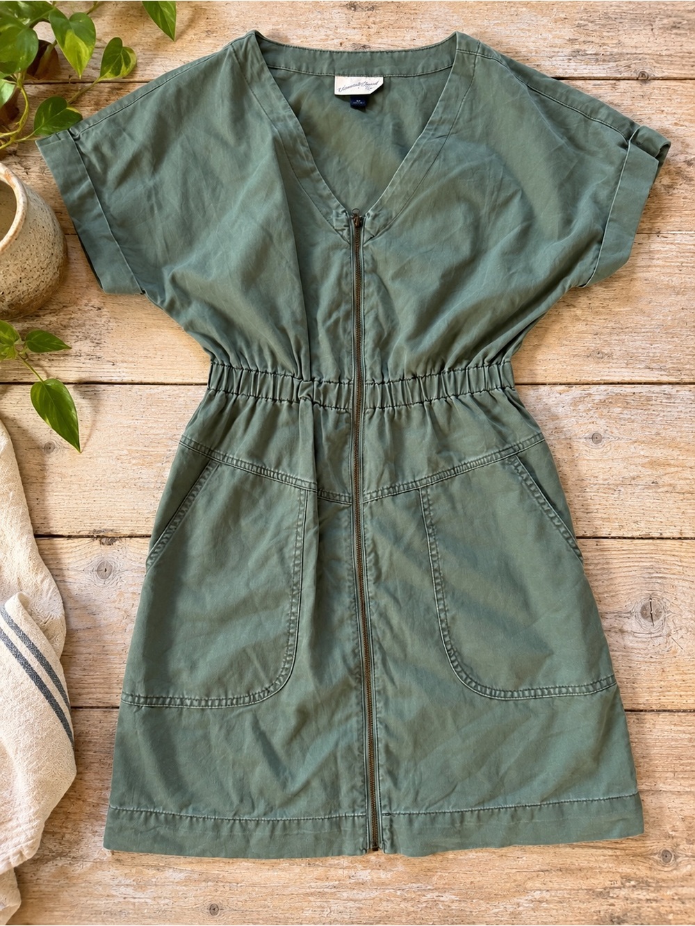 Universal Thread Olive Green Zip Front Utility Dress XS